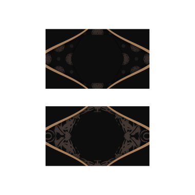 İş için Hint kahverengi süslemeli siyah kartvizit..