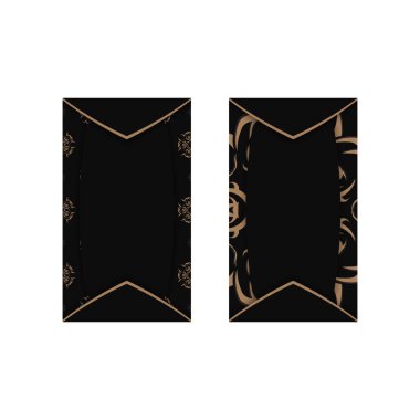 İş için kahverengi mandala desenli siyah kartvizit..