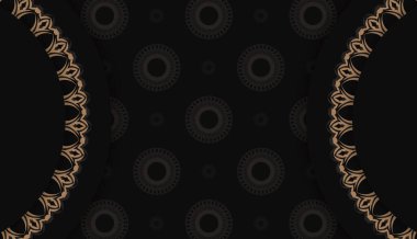 Klasik kahverengi desenli ve metin alanlı siyah pankart