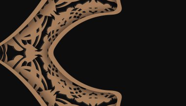 Logonuz altında mandala kahverengi desenli siyah pankart