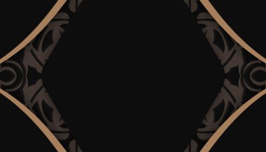 Antika kahverengi süslemeli siyah pankart ve logonuz için bir yer.