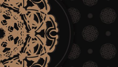 Logonuzun altında tasarım için soyut kahverengi süslemeli siyah renk baneri