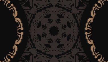 Siyah baner, Yunan kahverengi desenli ve logonuz için bir yer