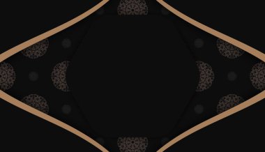 Hint kahverengi desenli siyah pankart ve logonuz için yer