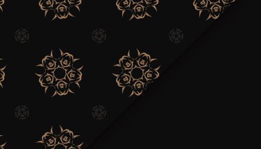 Logo veya metin altında tasarım için Hint kahverengi desenli siyah renk baner