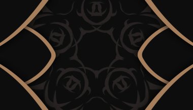 Siyah afiş, Hint kahverengi süsü ve logo veya metin için yer