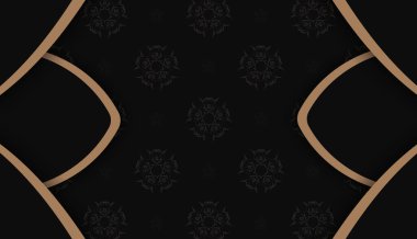 Logonuz veya metniniz için Yunan kahverengi süsü ve boşluk içeren siyah pankart