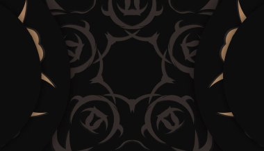 Logonuz ya da metniniz için lüks kahverengi süslemeli siyah pankart