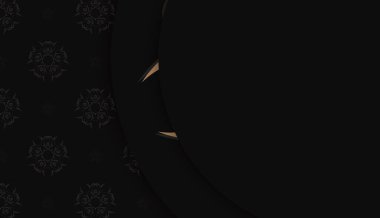 Lüks kahverengi desenli siyah pankart ve logo veya metin için boşluk