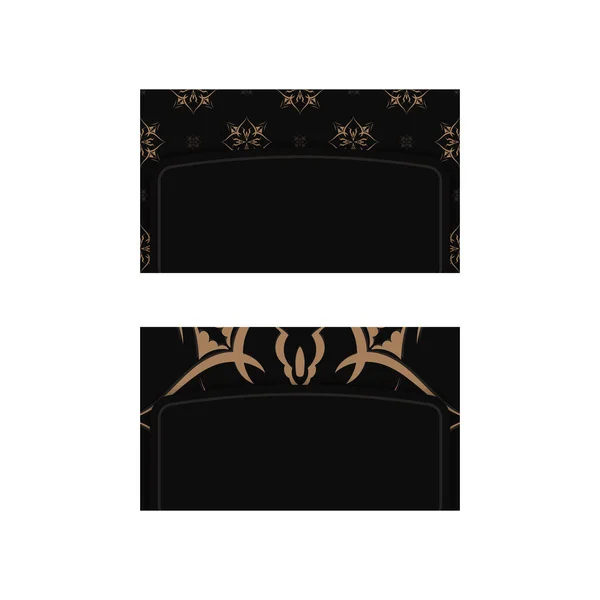 Schwarze Visitenkartenvorlage Mit Indischbraunem Ornament Für Ihre Persönlichkeit — Stockvektor