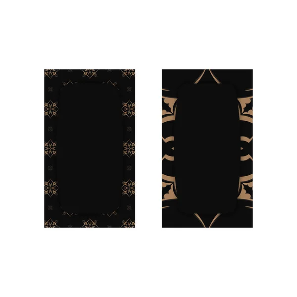 Visitenkartenschablone Schwarz Mit Abstrakten Braunen Ornamenten Für Ihre Marke — Stockvektor