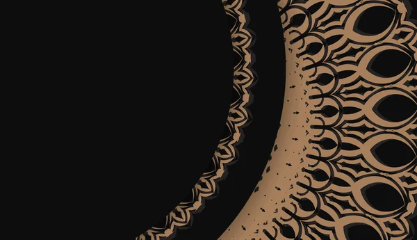 Баннер Чорного Кольору Абстрактним Коричневим Орнаментом Дизайну Під Вашим Текстом — стоковий вектор