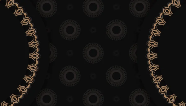 Bannière Noire Avec Motif Marron Vintage Espace Texte — Image vectorielle
