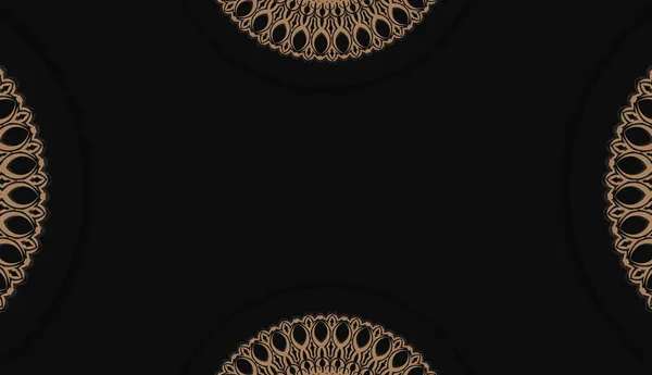 Чорний Банер Розкішним Коричневим Орнаментом Дизайну Під Вашим Текстом — стоковий вектор