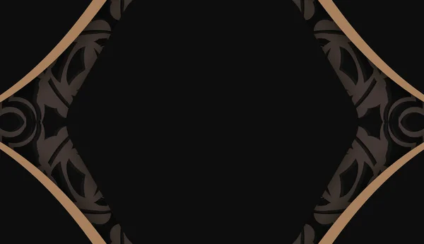 Чорний Банер Антикварним Коричневим Орнаментом Місцем Вашого Логотипу — стоковий вектор