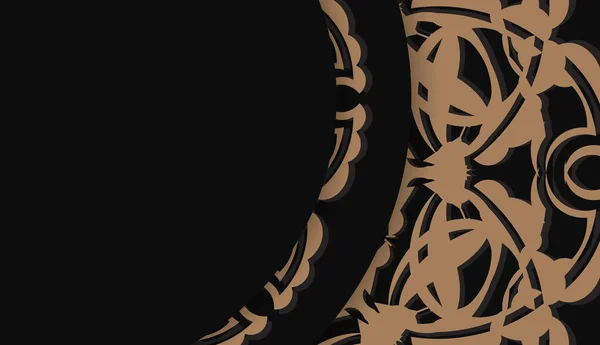 Banner Negro Con Adornos Marrones Indios Para Diseño Del Logotipo — Vector de stock