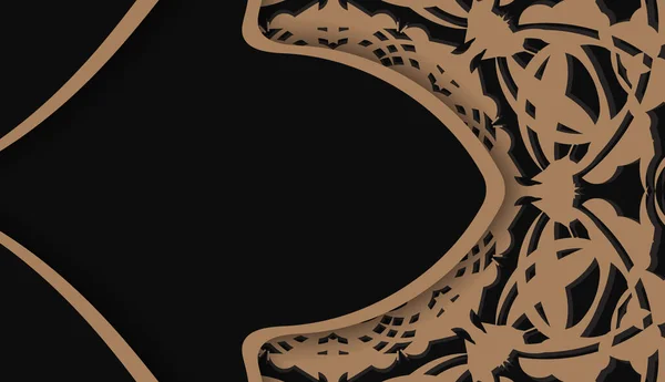 Черный Баннер Винтажным Коричневым Рисунком Дизайна Вашим Логотипом — стоковый вектор
