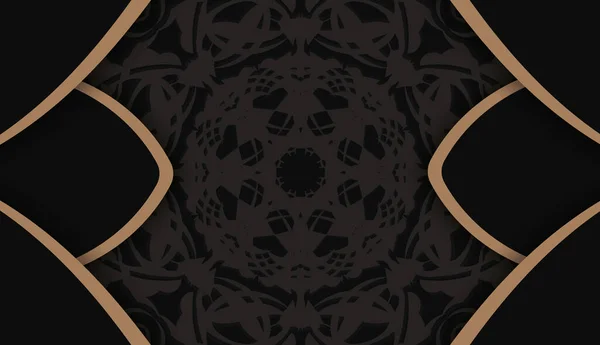 抽象的な茶色の装飾とあなたのロゴのための場所と黒のバナー — ストックベクタ