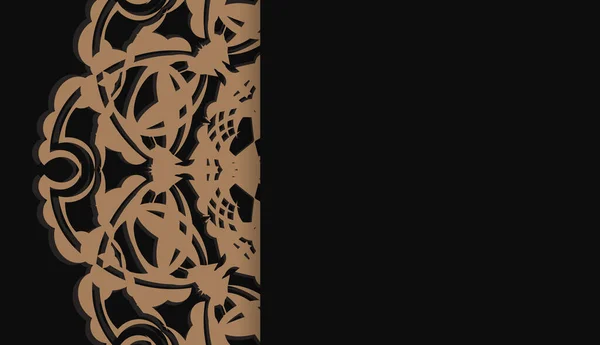Bannière Noire Avec Des Ornements Marron Luxueux Une Place Sous — Image vectorielle