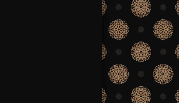 Bannière Noire Avec Motif Brun Indien Une Place Sous Logo — Image vectorielle