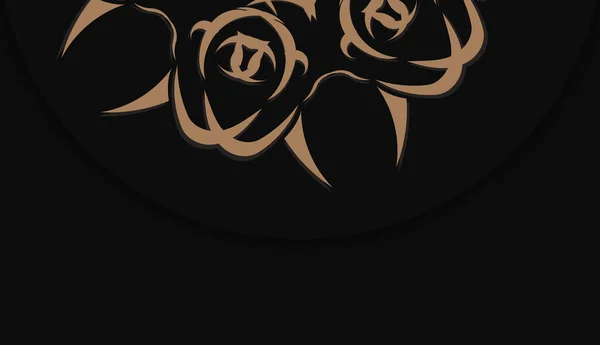Banner Negro Con Adorno Marrón Indio Para Diseño Bajo Logotipo — Vector de stock