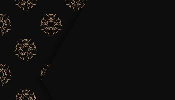 Black Banner Vintage Brown Ornament Design Logo Text — Stock Vector