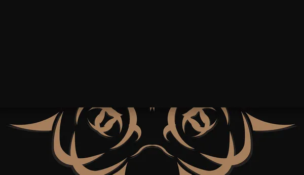 Baner Colore Nero Con Motivo Mandala Marrone Disegno Sotto Logo — Vettoriale Stock