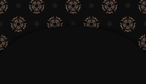 Černý Prapor Luxusním Hnědým Vzorem Pro Logo Nebo Textový Design — Stockový vektor