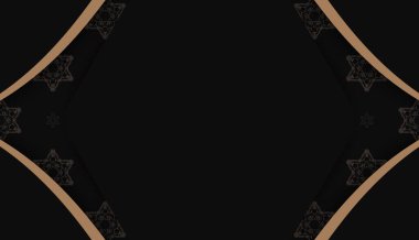 Yunanca kahverengi süslemeli siyah arkaplan ve metin için boşluk