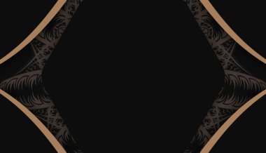 Logonuz altında tasarım için klasik kahverengi desenli siyah arkaplan