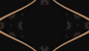 Yunanca kahverengi süslemeli siyah arkaplan ve logonuz için bir yer