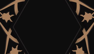 Soyut kahverengi süslemeli ve metninizin altına yerleştirilmiş siyah pankart şablonu