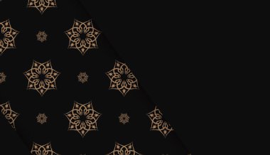 Klasik kahverengi desenli siyah pankart şablonu ve metninizin altında