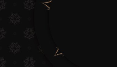 Logo veya metin için Hint kahverengi desenli siyah arkaplan ve boşluk