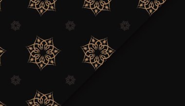 Logo veya metin altında tasarım için Yunanca kahverengi süslemeli siyah arkaplan