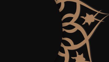 Logo veya metin altında tasarım için mandala kahverengi desenli siyah arkaplan