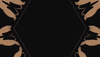 Hint kahverengi süslemeleri ve logo alanı olan siyah pankart şablonu