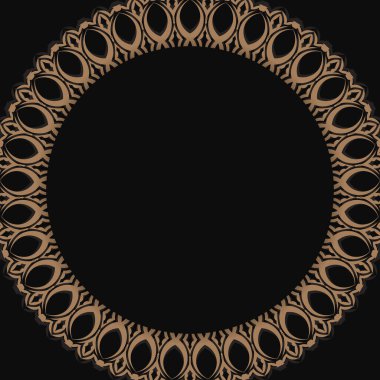 Lüks kahverengi süslemeli siyah kartpostal basılmaya hazır..