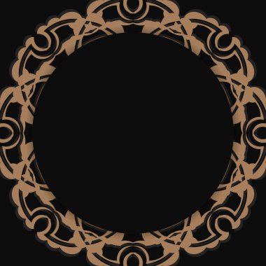 Soyut kahverengi süslemeli siyah kartpostal basılmaya hazır..