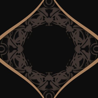 Tipografi için hazırlanan Yunan kahverengi süslemeli siyah kartpostal.