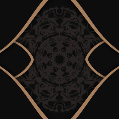 Tasarımınız için Yunanca kahverengi süslemeli siyah kartpostal.