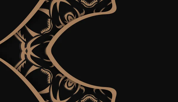 Черный Фон Роскошным Коричневым Орнаментом Оформления Текстом — стоковый вектор