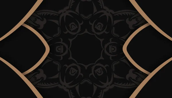 黑色背景 古色古香的褐色图案 用于文字设计 — 图库矢量图片