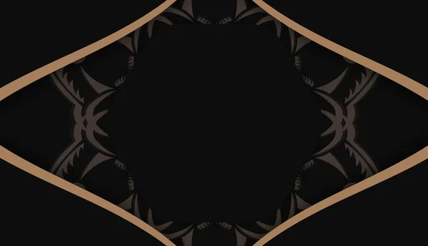 Schwarzer Hintergrund Mit Abstrakten Braunen Ornamenten Und Platz Für Text — Stockvektor