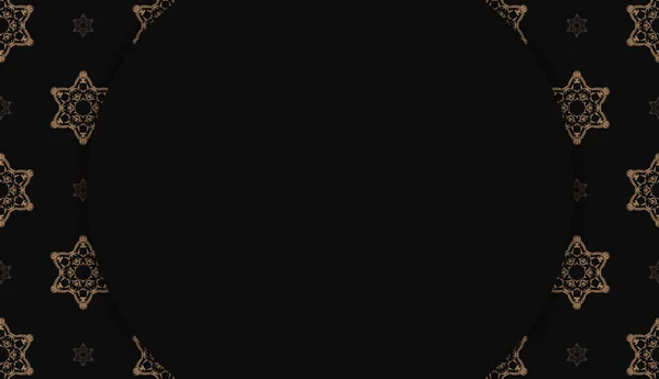 Schwarzer Hintergrund Mit Abstrakten Braunen Mustern Und Logo Raum — Stockvektor