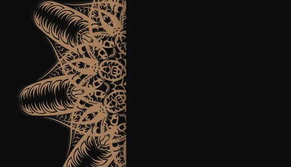 インドの茶色の装飾とロゴスペースと黒の背景 — ストックベクタ
