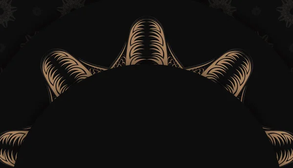 Чорний Фон Індійським Коричневим Візерунком Місце Вашого Логотипу — стоковий вектор