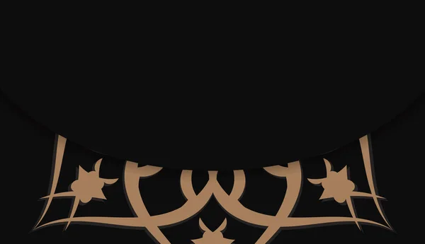 Fundo Preto Com Ornamentos Castanhos Luxuosos Para Logotipo Design Texto — Vetor de Stock
