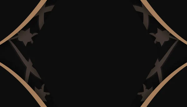 Logo Veya Metin Altında Tasarım Için Mandala Kahverengi Desenli Siyah — Stok Vektör