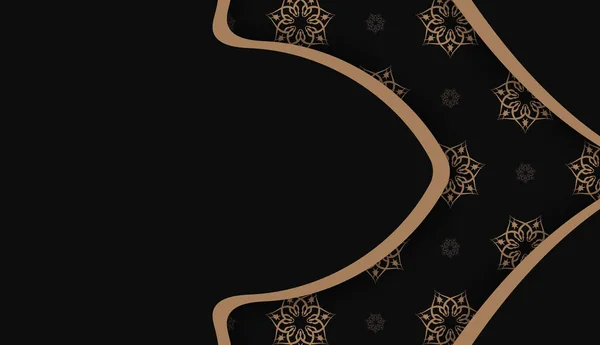 Černé Pozadí Mandala Hnědé Ornament Pro Design Pod Logem Nebo — Stockový vektor